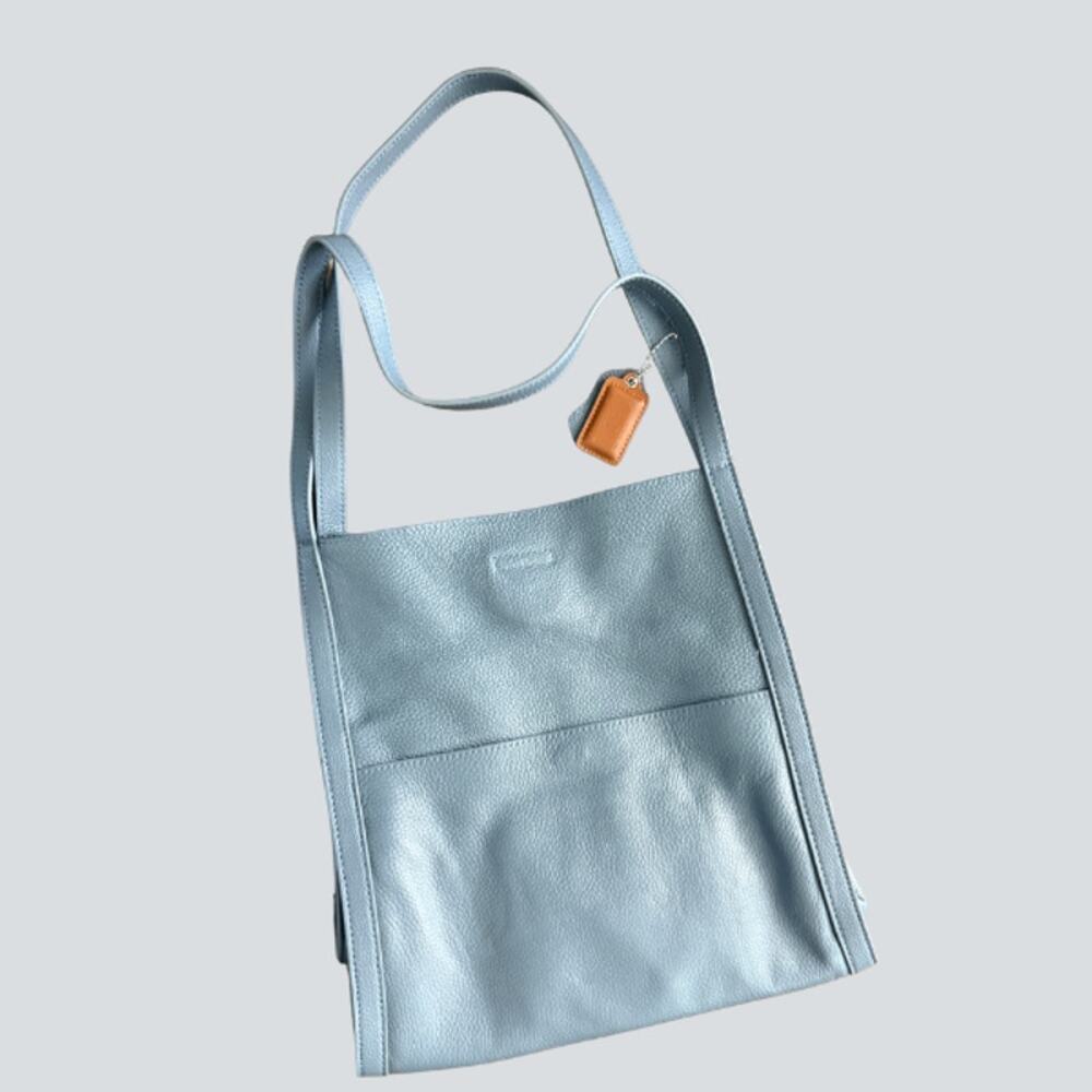 Maison de Beaute Marseilles MDBM Light Blue Juliette Leather Shoulder Bag
